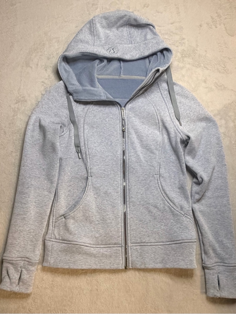lululemon athletica Light Blue/Gray Zip Hoodie with Subtle Logo